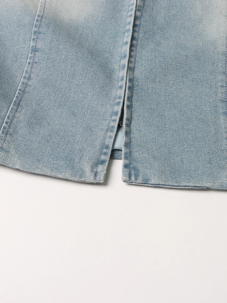 TWOTWINSTYLE Patchwork Floral Jackets For Women Round Neck Long Sleeve Denim Minimalist Jacket Female Fashion Style Clothing New