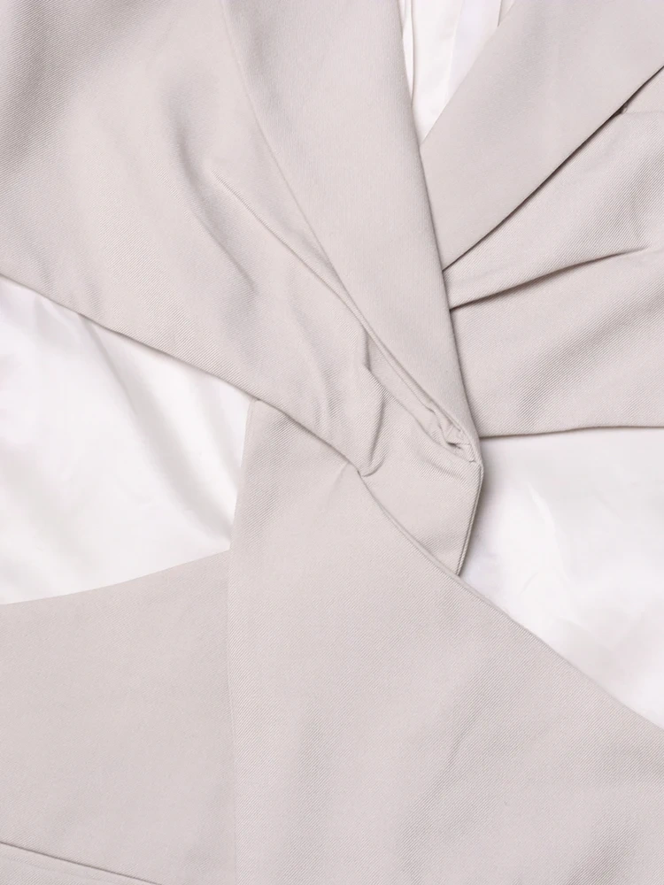 TWOTWINSTYLE Solid Hollow Out Blazers For Women Notched Collar Long Sleeves Patchwork Pockets Temperament Blazer Female Fashion