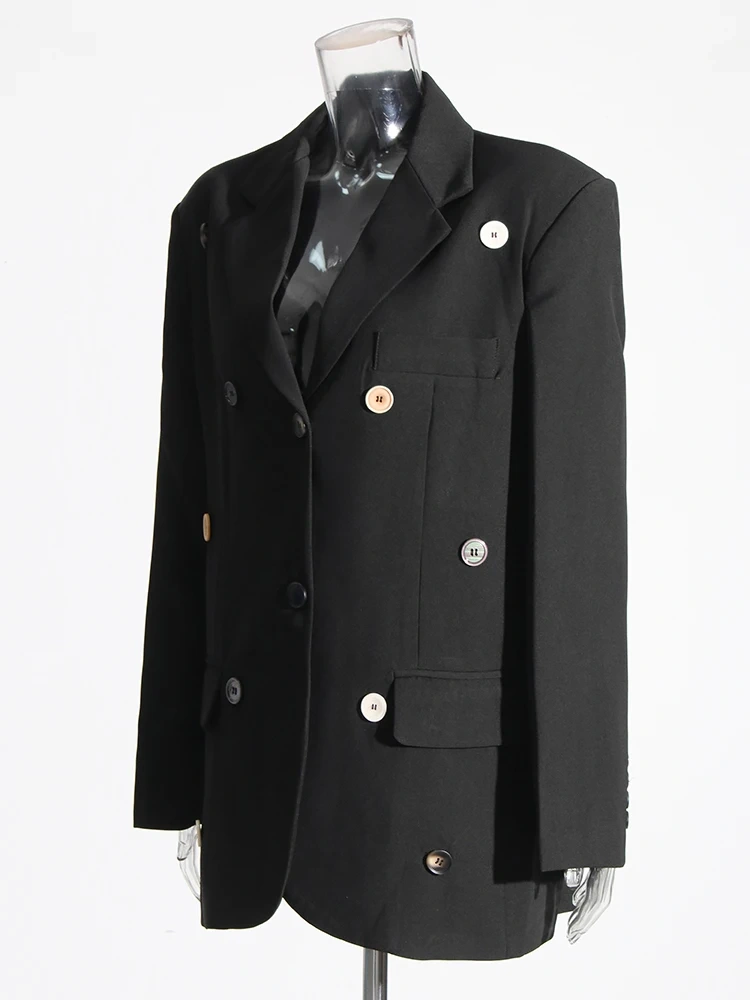 TWOTWINSTYLE Slim Temperament Blazers For Women Notched Collar Long Sleeve Patchwork Button Autumn Blazer Female Fashion Clothes