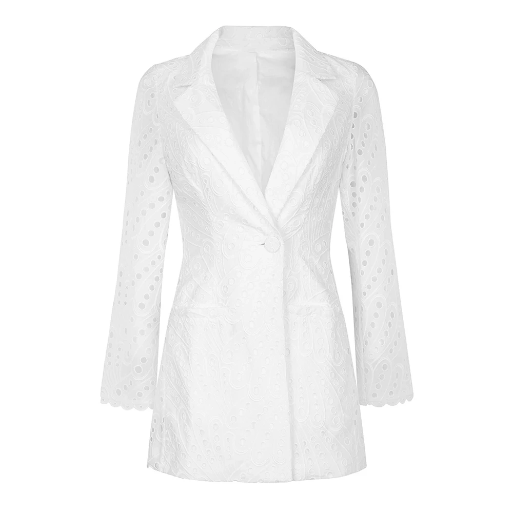 TWOTWINSTYLE Slim Embroidery Blazer For Women Notched Collar Long Sleeve Print Colorblock Cut Out Blazers Female Clothing Autumn