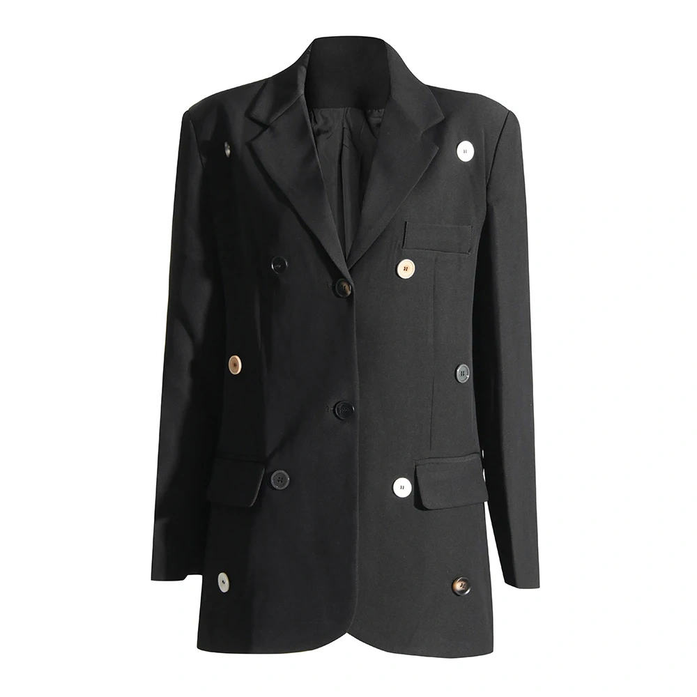 TWOTWINSTYLE Slim Temperament Blazers For Women Notched Collar Long Sleeve Patchwork Button Autumn Blazer Female Fashion Clothes