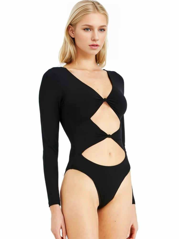 TWOTWINSTYLE Solid Sexy Hollow Out V Neck Women Designer Jumpsuits