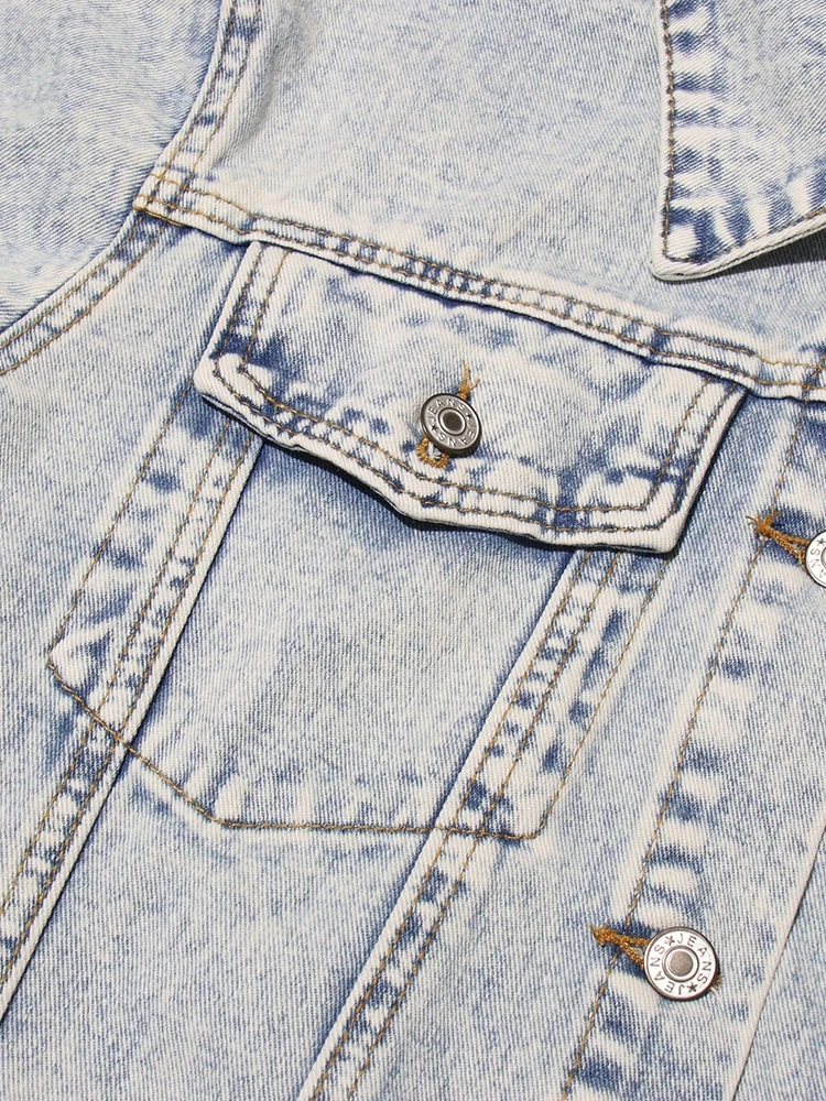 TWOTWINSTYLE Streetwear Patchwork Button Hole Jacket For Women Lapel Long Sleeve Spliced Pocket Designer Denim Coats Female New