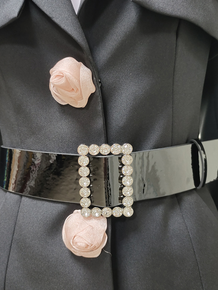 TWOTWINSTYLE Designer Colorblock Spliced Appliques Women Chic Blazers