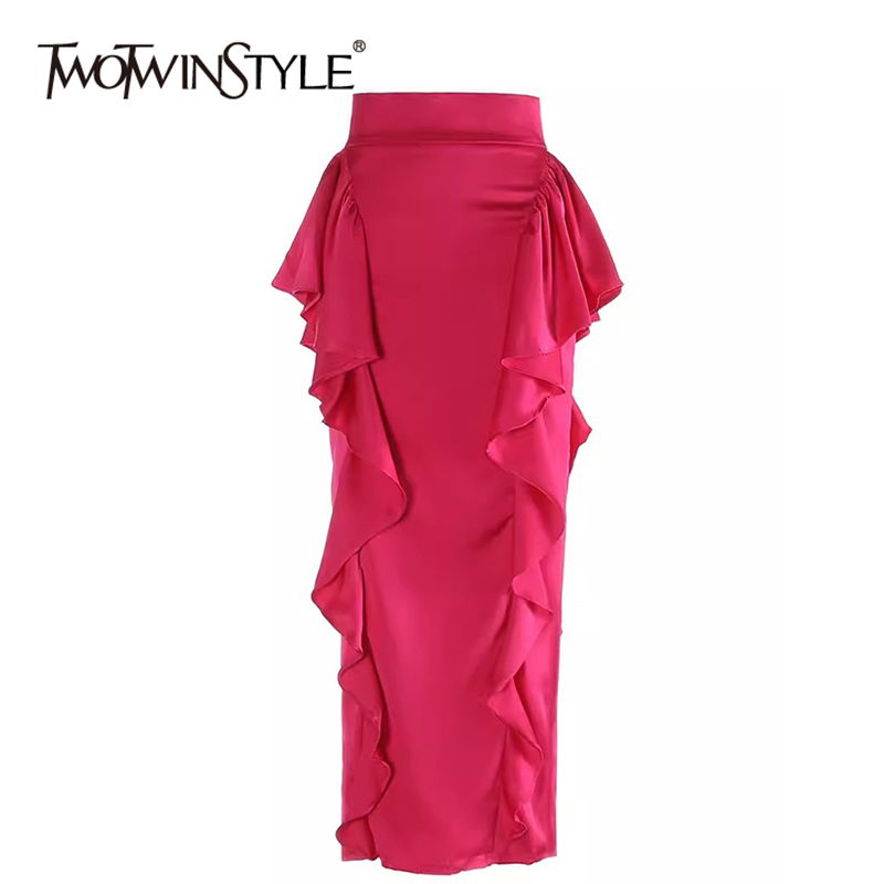 TWOTWINSTYLE Solid Slimming Spliced Folds Women Bodycon Dresses
