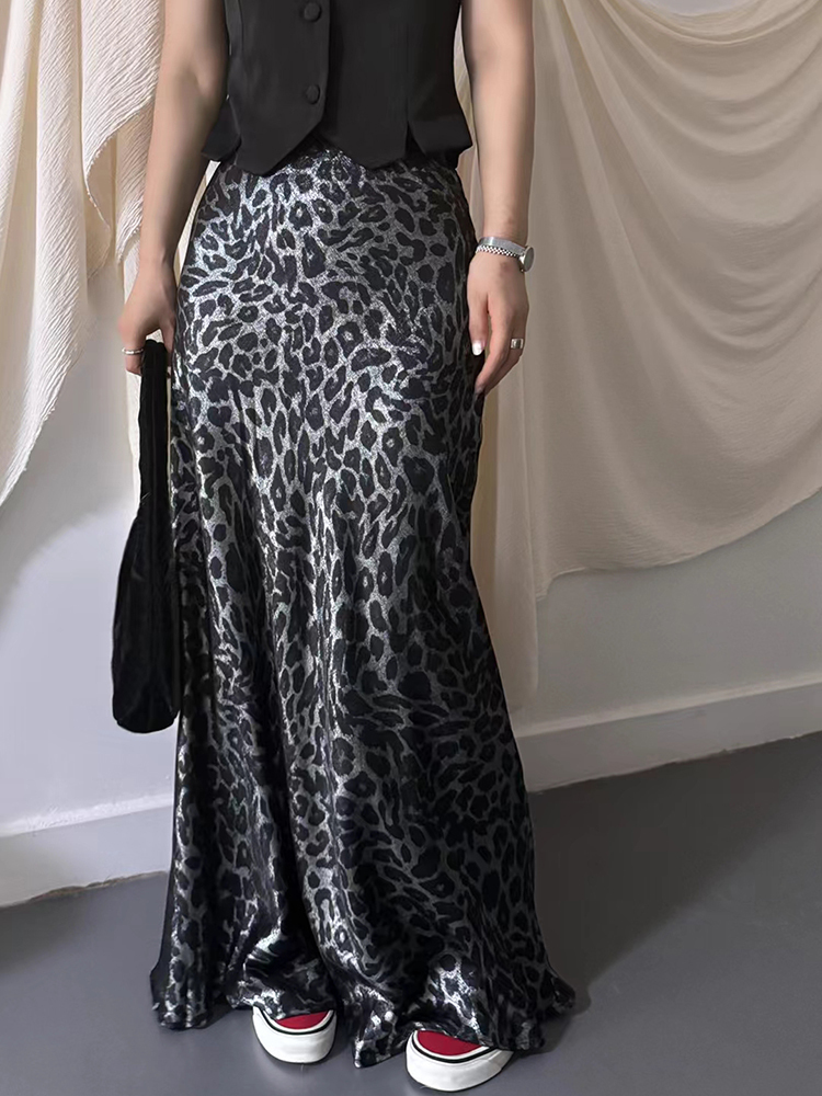 TWOTWINSTYLE Colorblock Temperament Leopard Print Women Chic Skirts