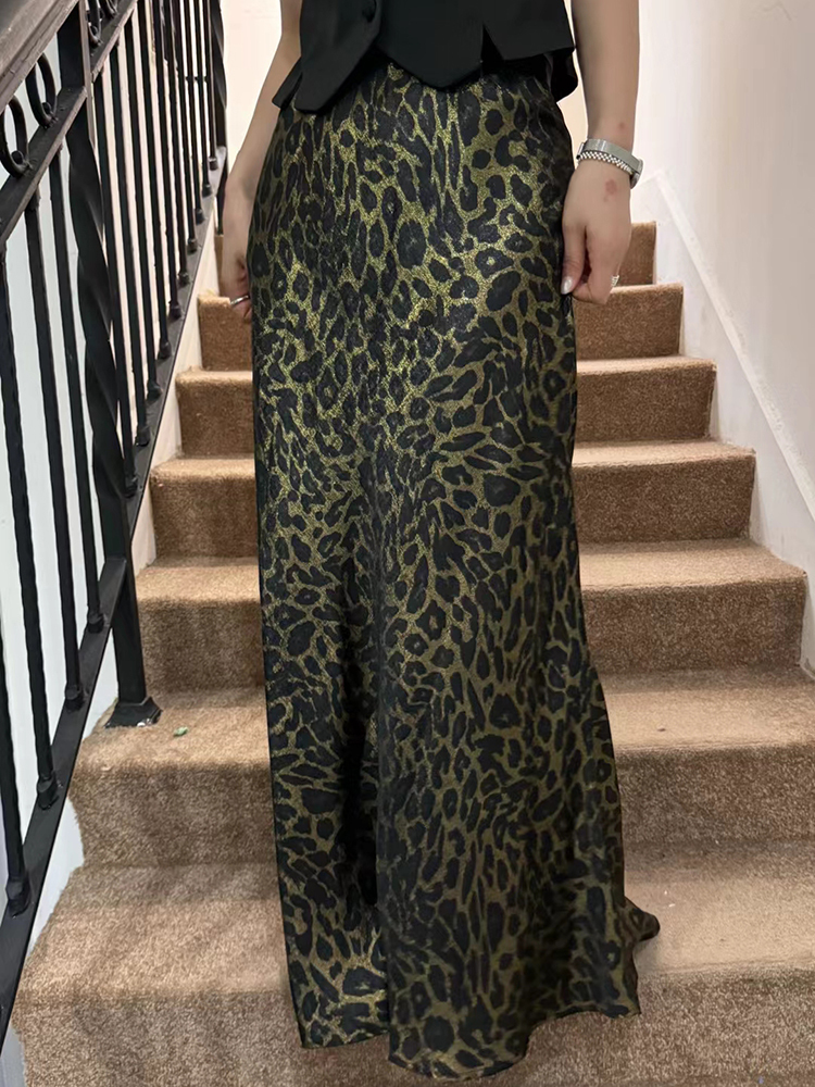 TWOTWINSTYLE Colorblock Temperament Leopard Print Women Chic Skirts