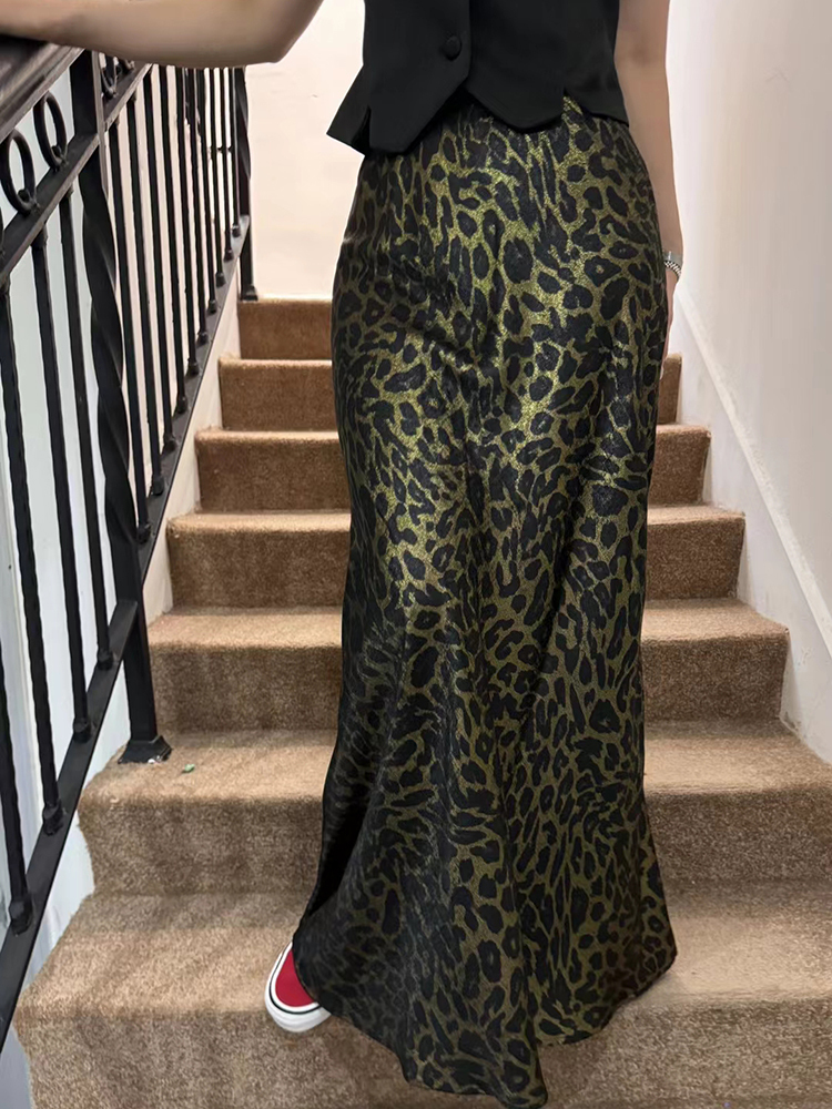 TWOTWINSTYLE Colorblock Temperament Leopard Print Women Chic Skirts