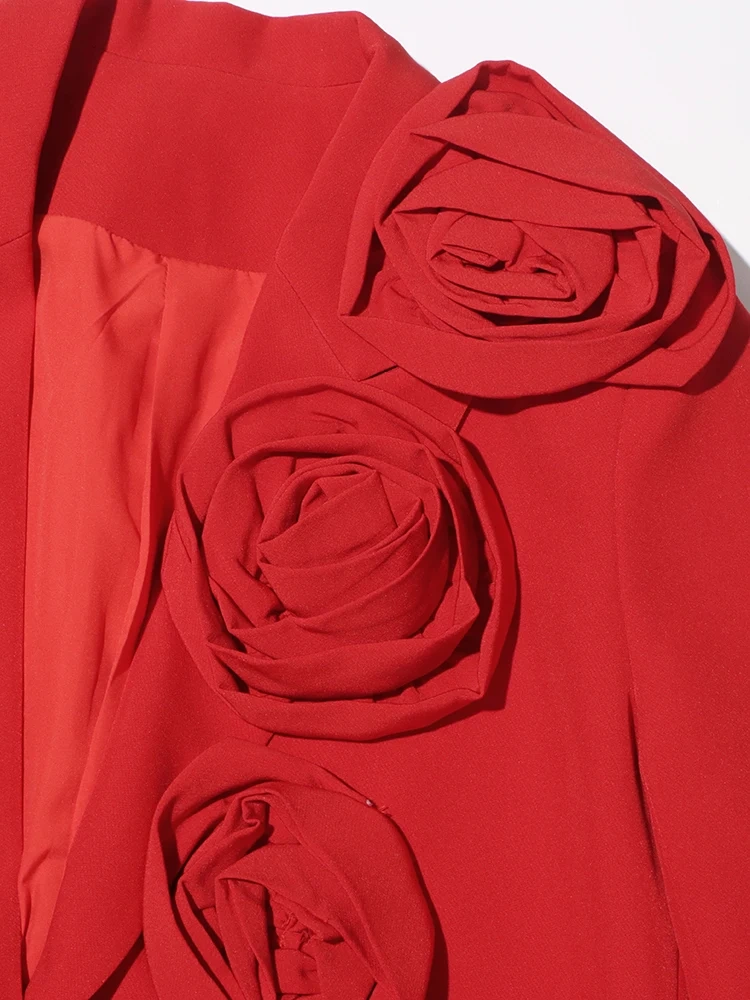 TWOTWINSTYLE Patchwork Appliques Blazer For Women Notched Collar Long Sleeve Spliced Pocket Temperament Blazers Female Fashion