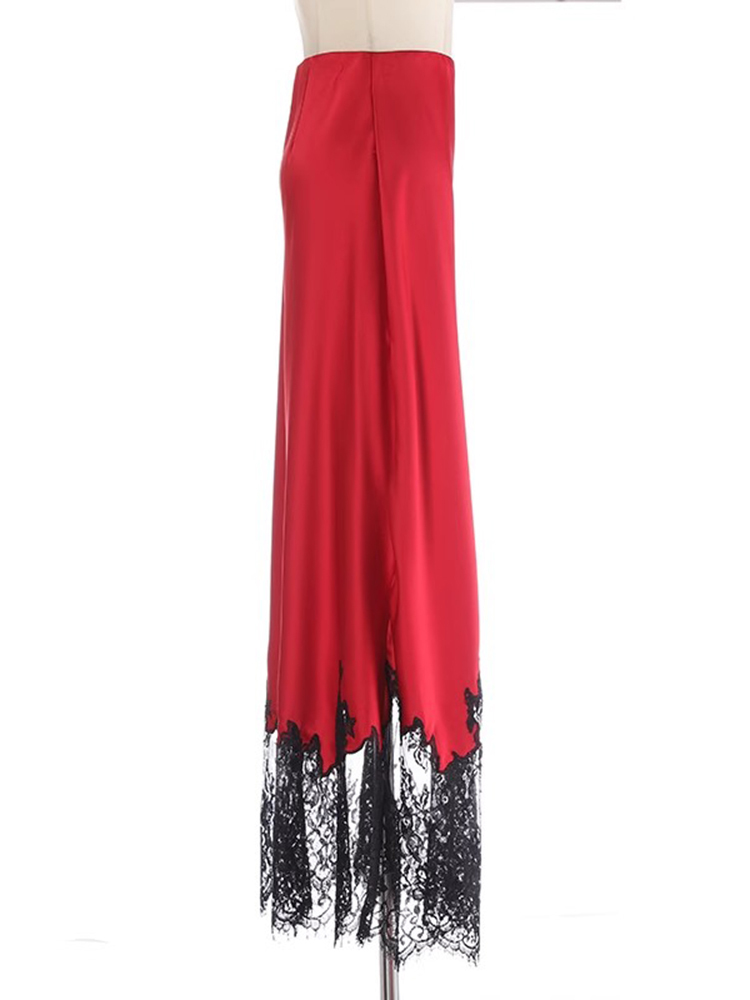 TWOTWINSTYLE Casual Colorblock Spliced Lace Women Chic Skirts