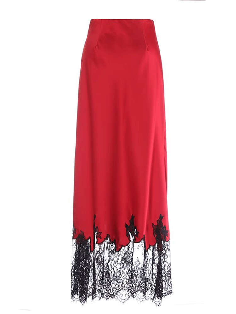 TWOTWINSTYLE Casual Colorblock Spliced Lace Women Chic Skirts