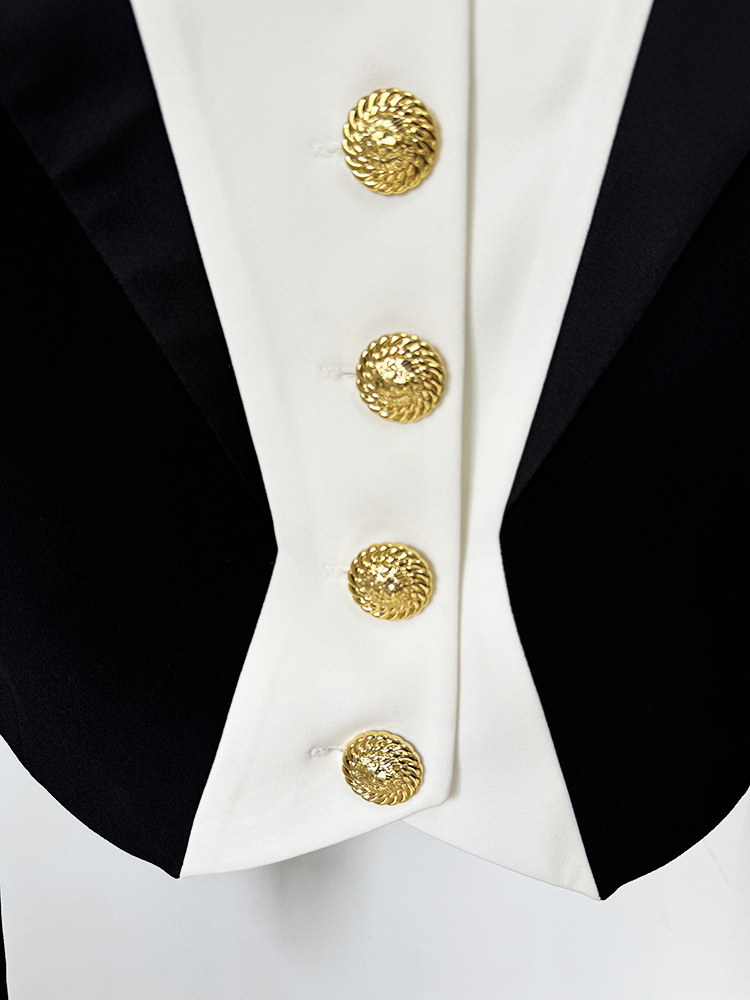 TWOTWINSTYLE Colorblock Chic Spliced Button Women Formal Blazers