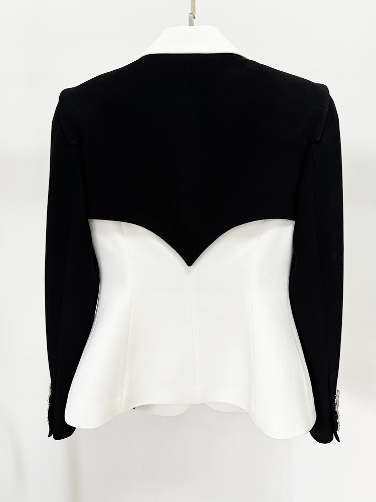 TWOTWINSTYLE Colorblock Temperament Spliced Button Women Chic Jackets