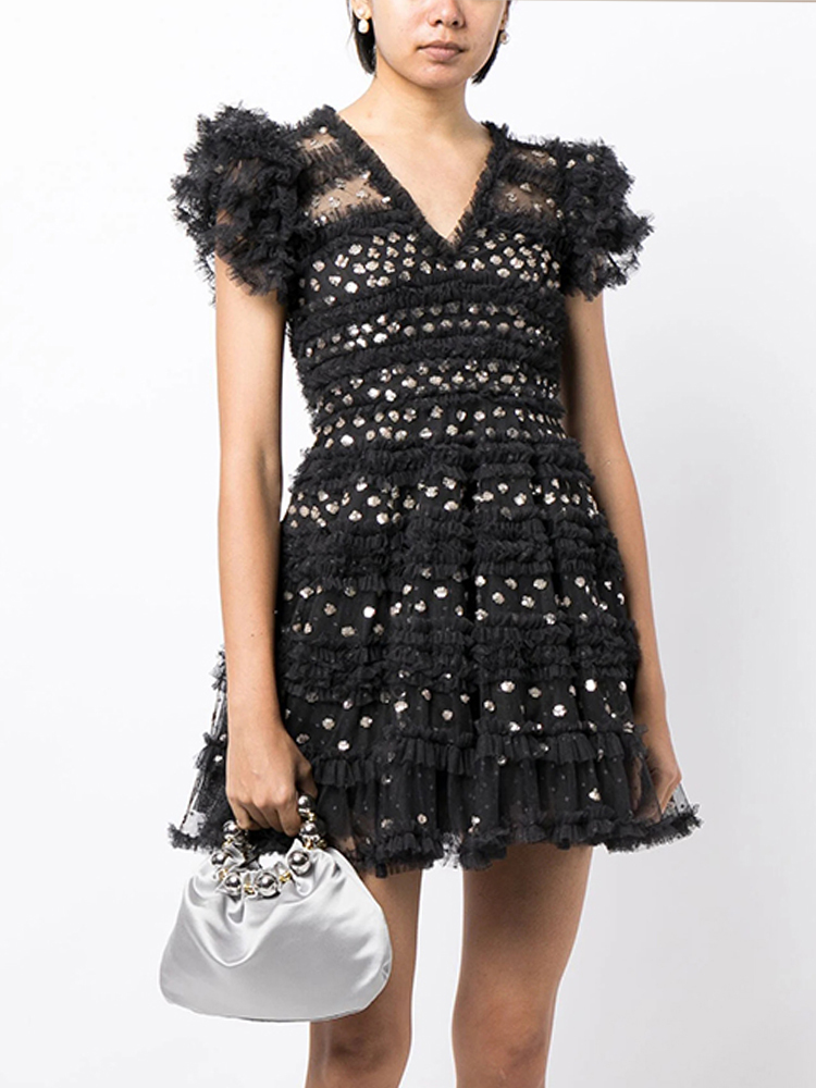 TWOTWINSTYLE Solid Elegant Patchwork Folds Women Formal Dresses