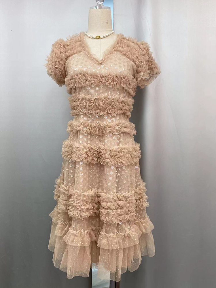 TWOTWINSTYLE Solid Elegant Patchwork Folds Women Formal Dresses