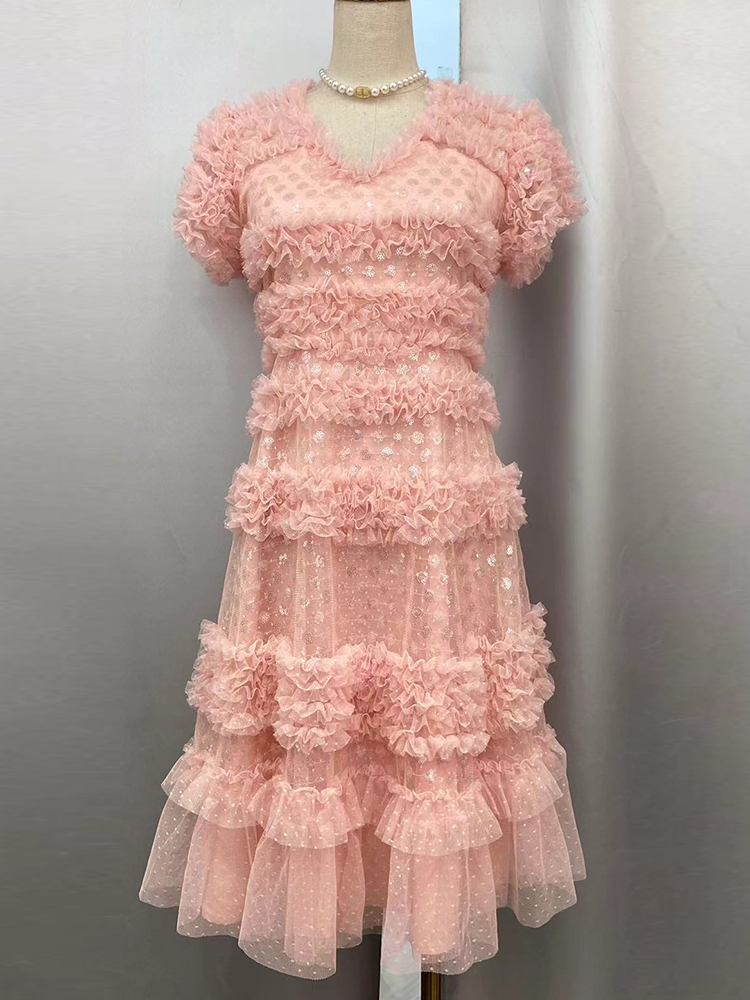 TWOTWINSTYLE Solid Elegant Patchwork Folds Women Formal Dresses