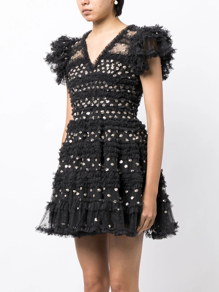 TWOTWINSTYLE Solid Elegant Patchwork Folds Women Formal Dresses