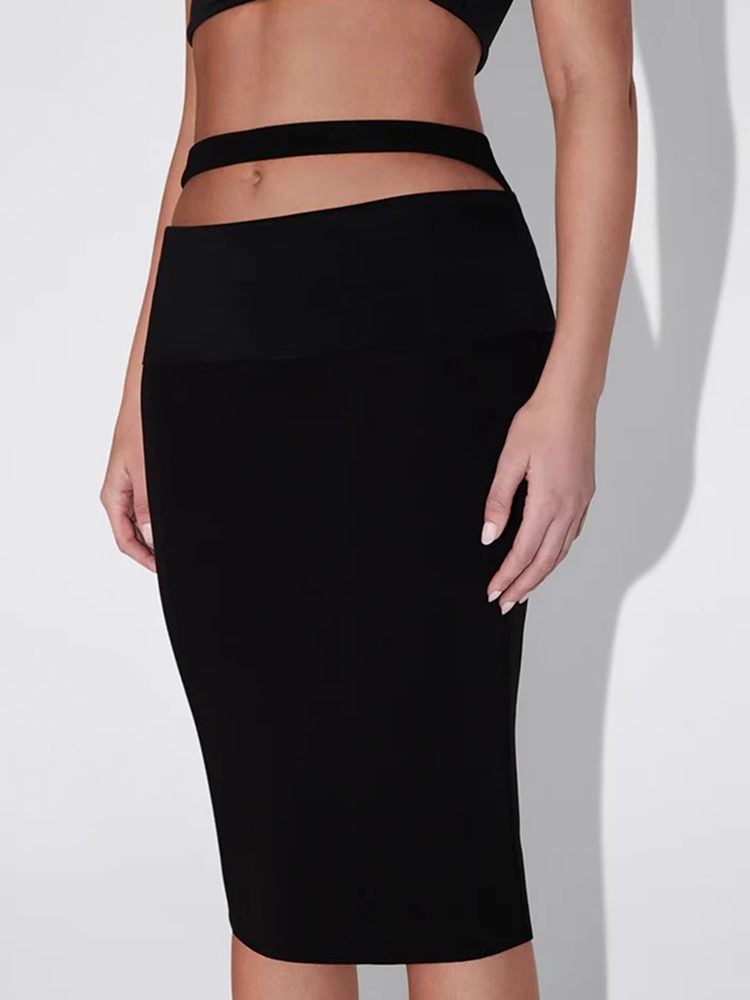 TWOTWINSTYLE Solid Minimalist Bodycon Women Slimming Skirts