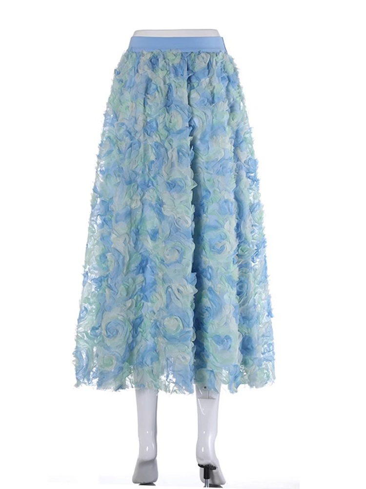 TWOTWINSTYLE Elegant Spliced Appliques Women Mesh Skirts