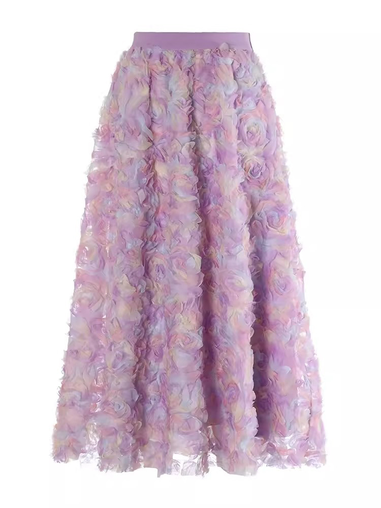 TWOTWINSTYLE Elegant Spliced Appliques Women Mesh Skirts