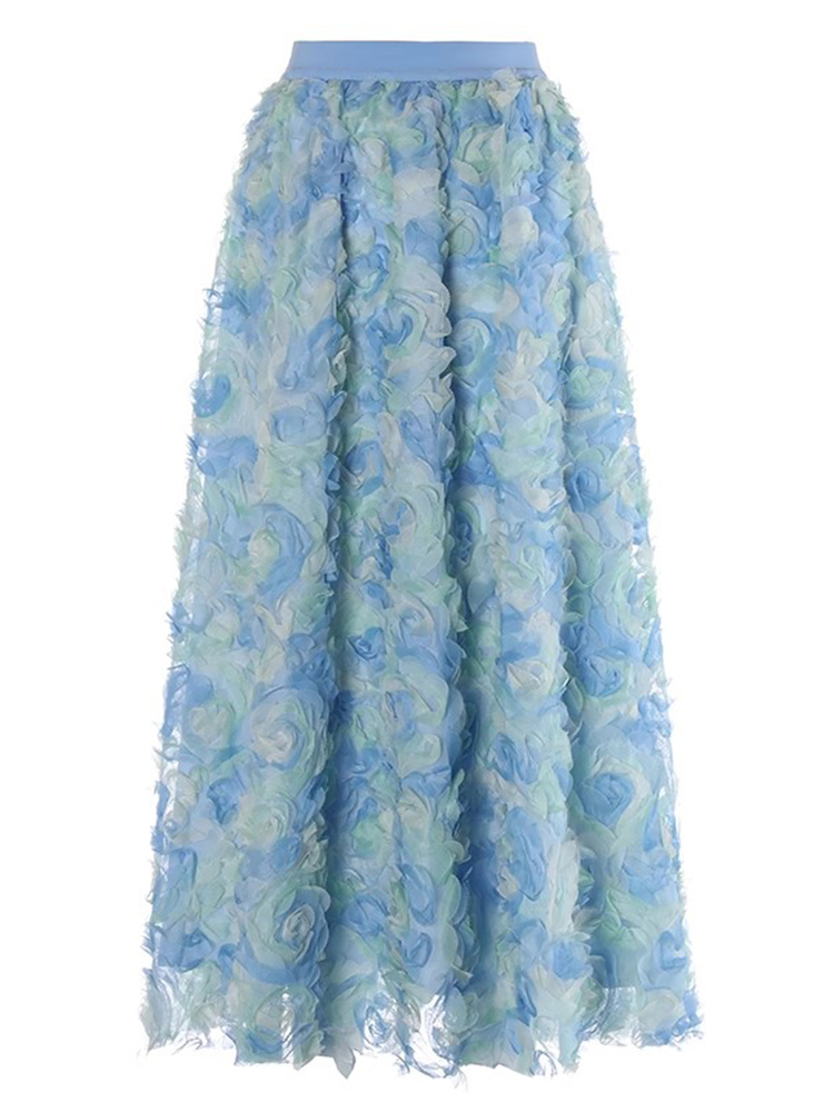 TWOTWINSTYLE Elegant Spliced Appliques Women Mesh Skirts