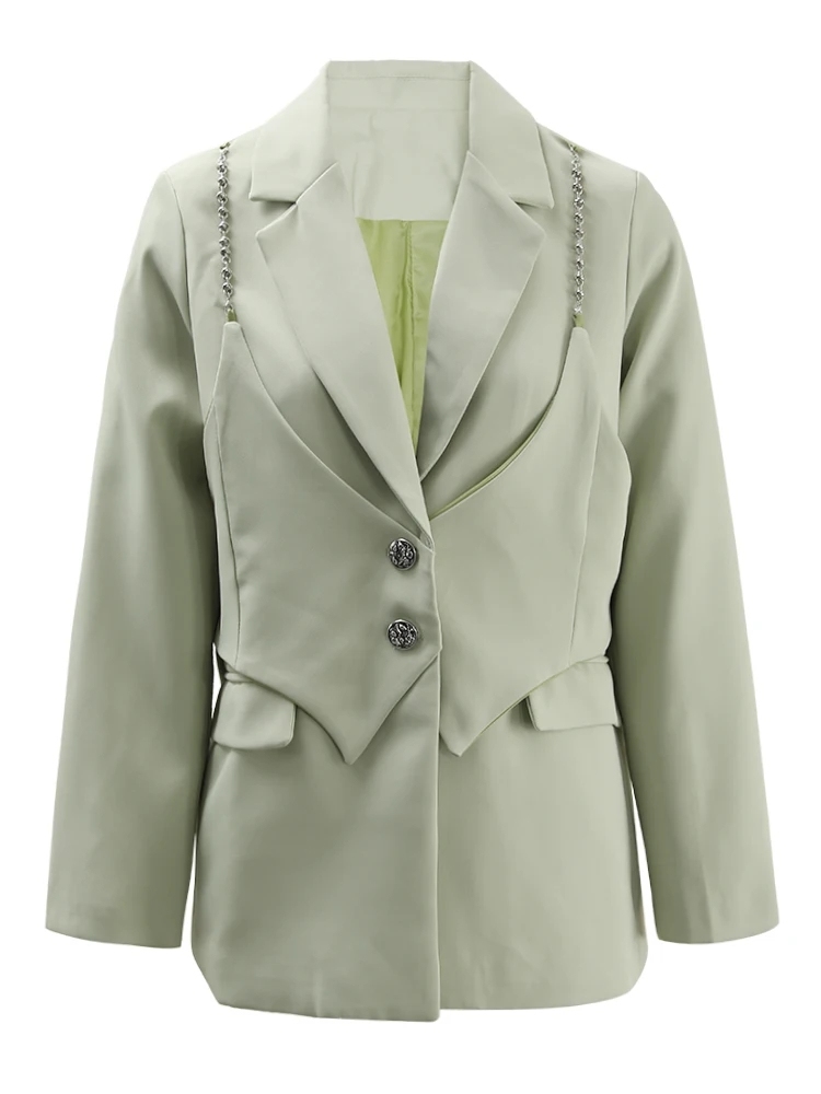 TWOTWINSTYLE Formal Spliced Button Women Elegant Blazers