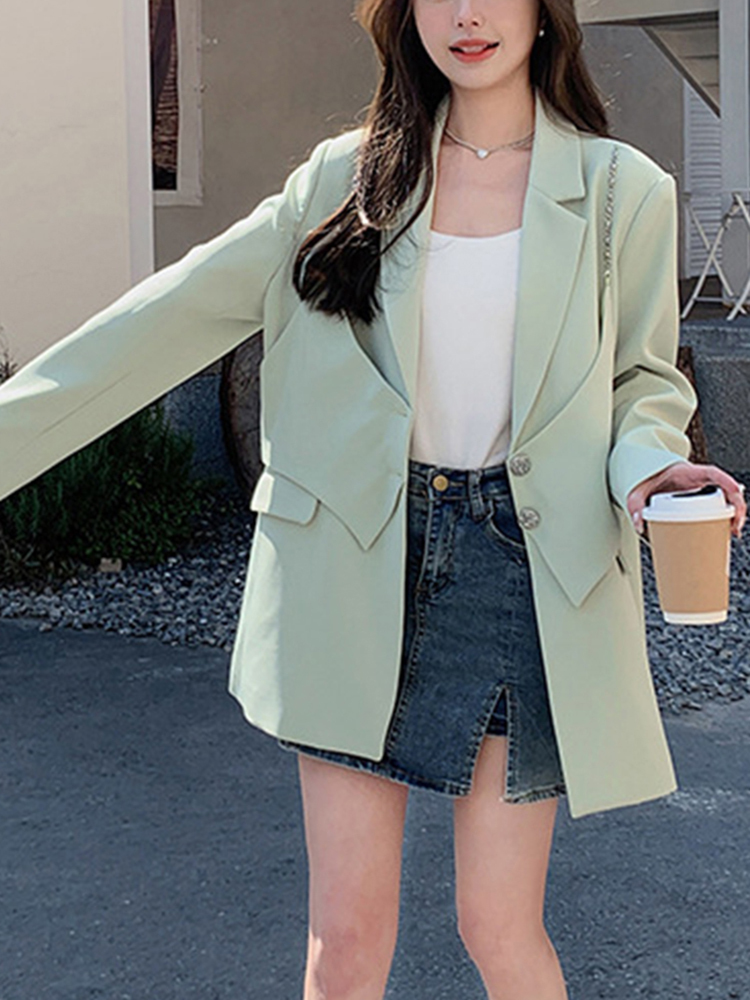 TWOTWINSTYLE Formal Spliced Button Women Elegant Blazers