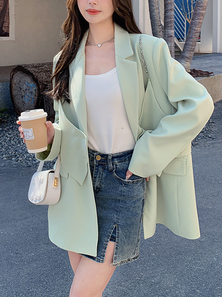 TWOTWINSTYLE Formal Spliced Button Women Elegant Blazers