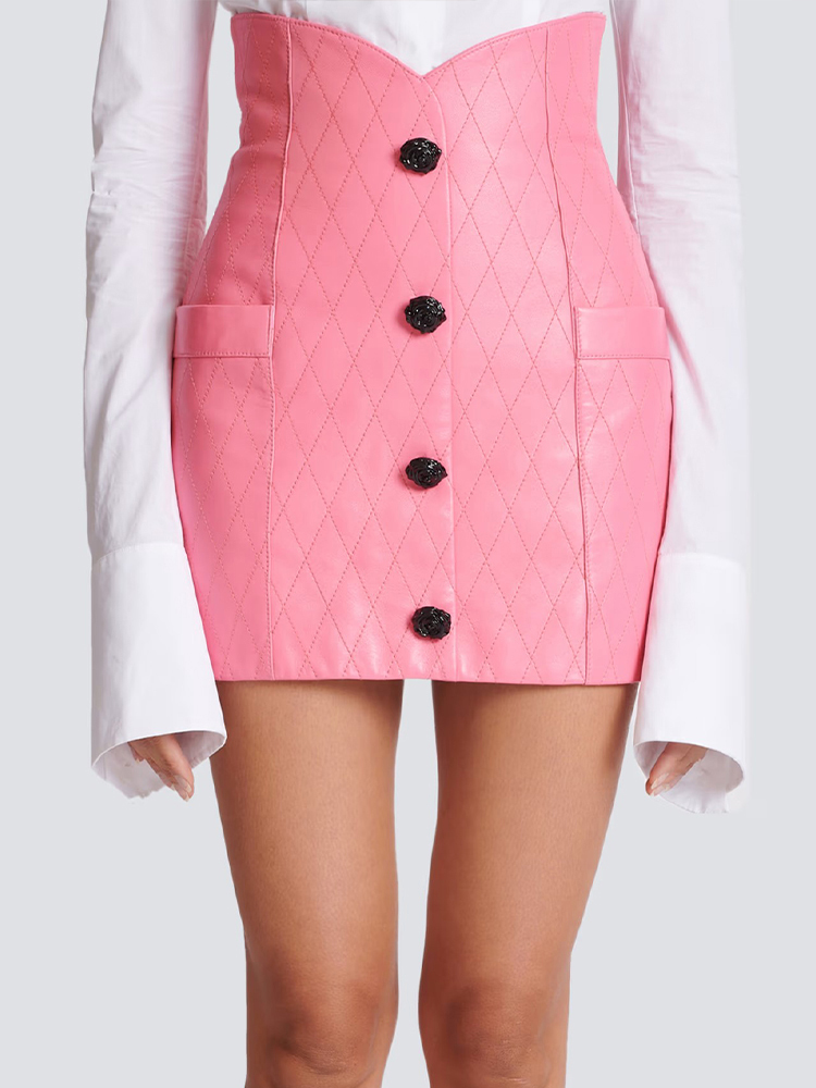 TWOTWINSTYLE Colorblock Sexy Spliced Button Women Bodycon Skirts