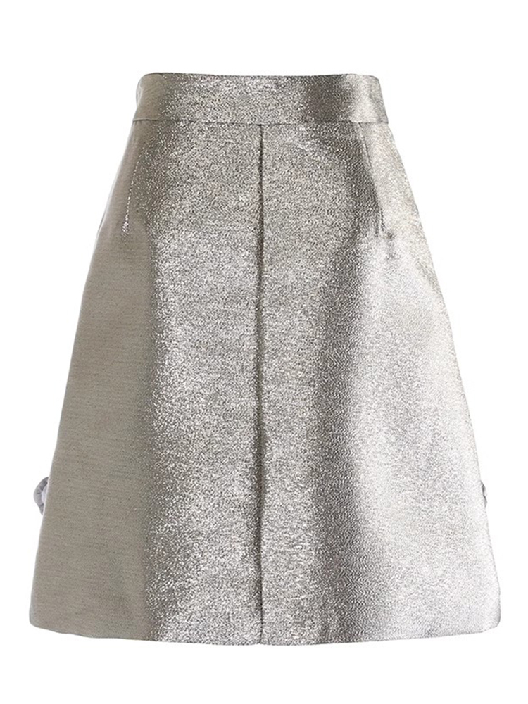 TWOTWINSTYLE Solid Designer Spliced Appliques Women A Line Skirts