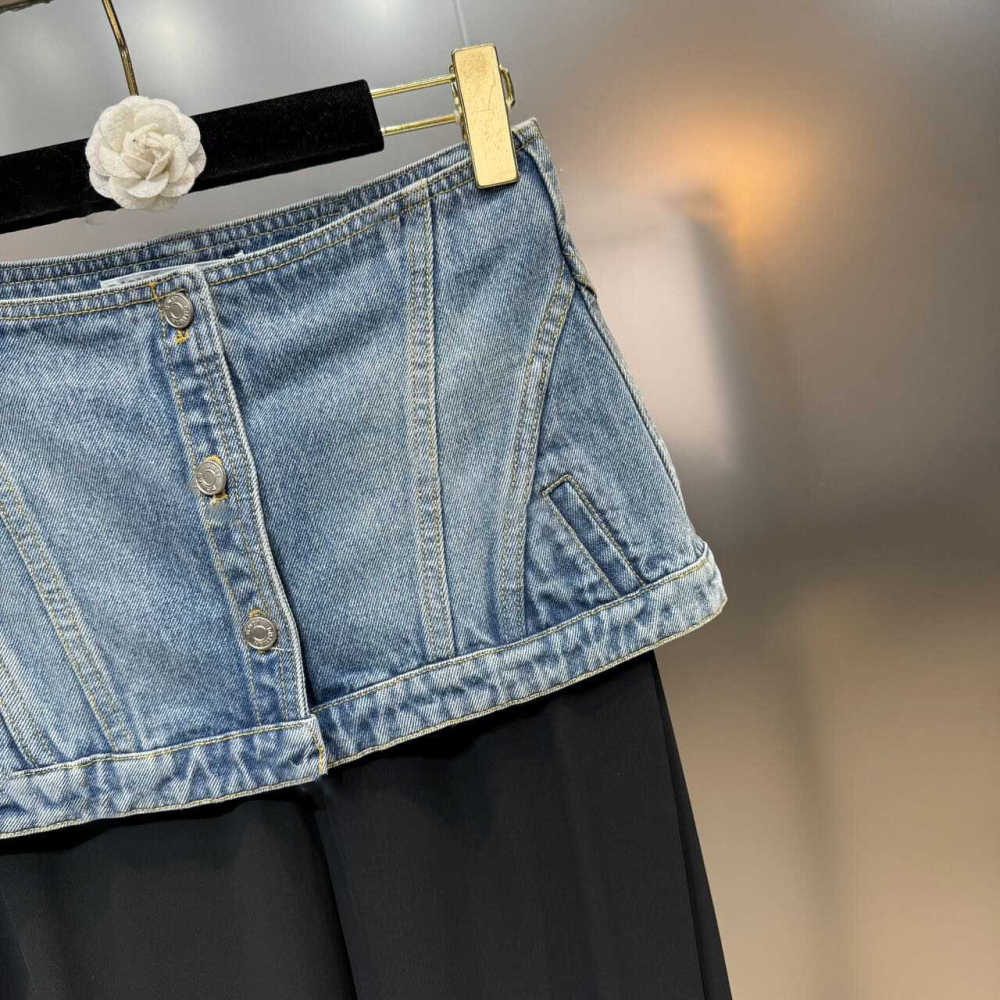 TWOTWINSTYLE Streetwear Colorblock Spliced Denim Women Chic Skirts