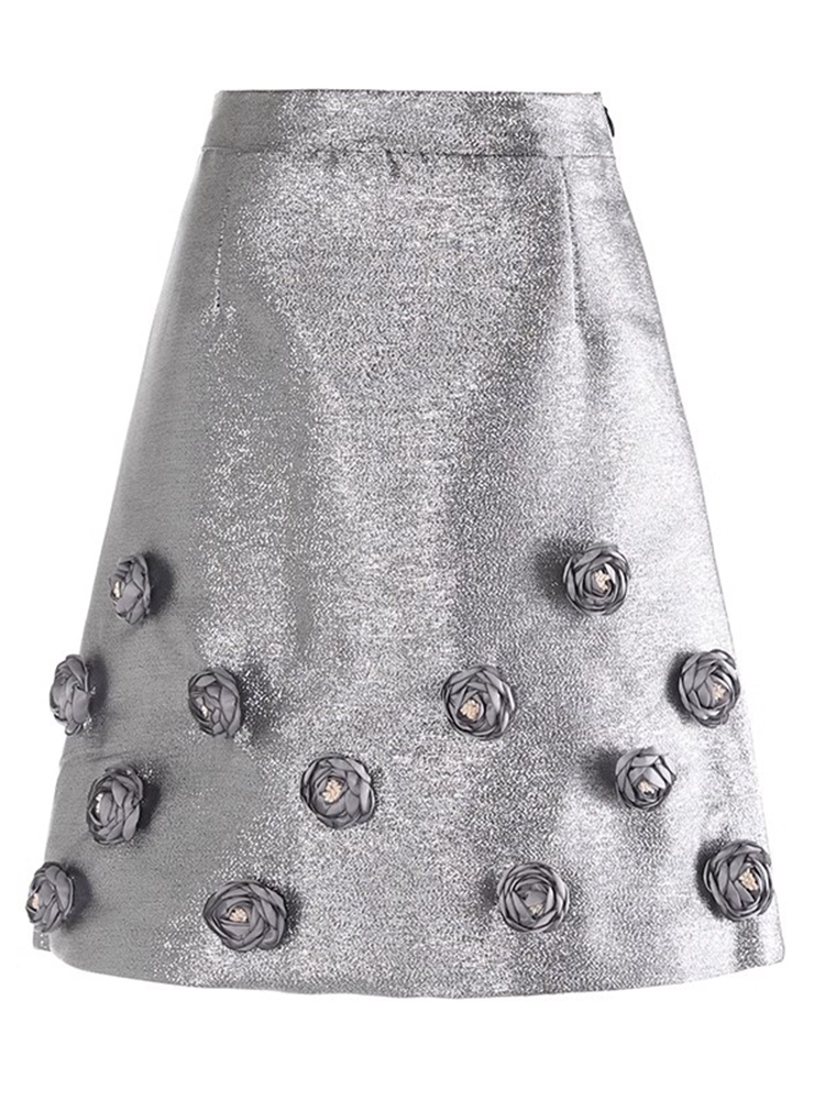 TWOTWINSTYLE Solid Designer Spliced Appliques Women A Line Skirts