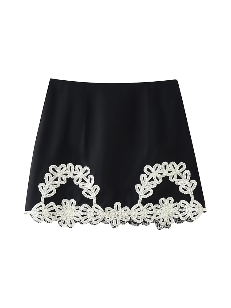 TWOTWINSTYLE Solid Sexy Bodycon Embroidery Women Skirts