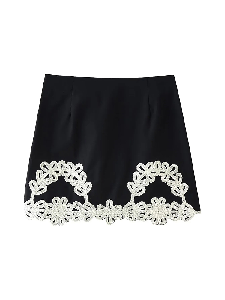 TWOTWINSTYLE Solid Sexy Bodycon Embroidery Women Skirts