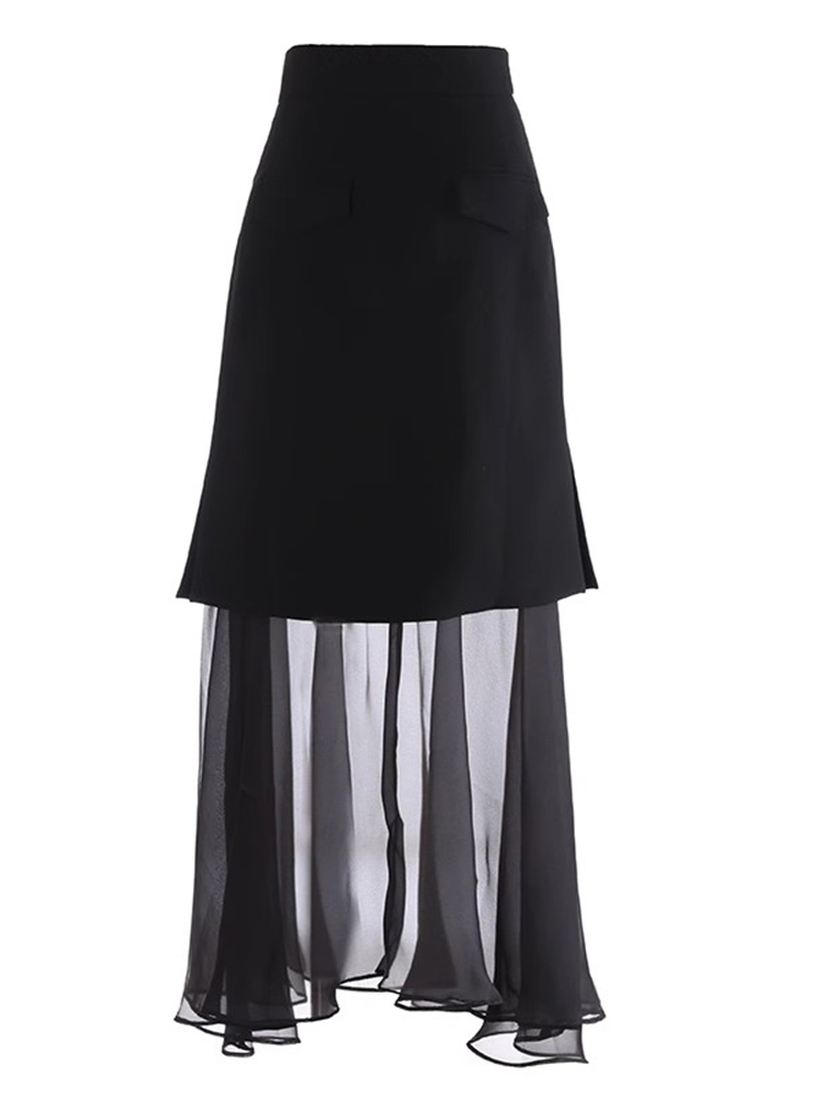 TWOTWINSTYLE Designer Spliced Appliques Women Chic A Line Skirts