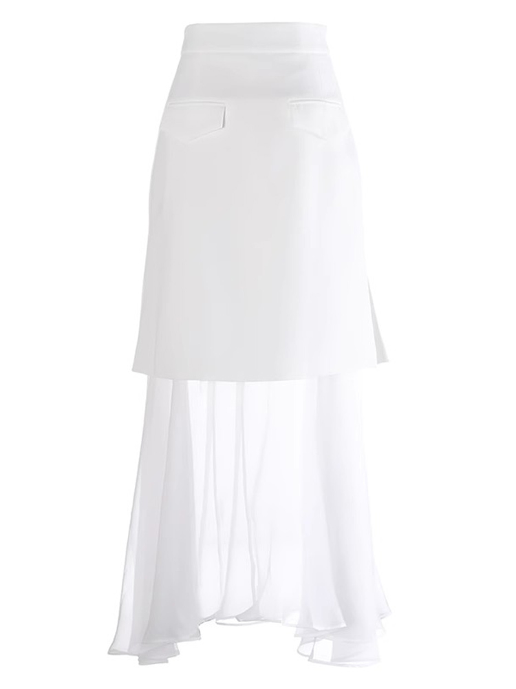 TWOTWINSTYLE Designer Spliced Appliques Women Chic A Line Skirts