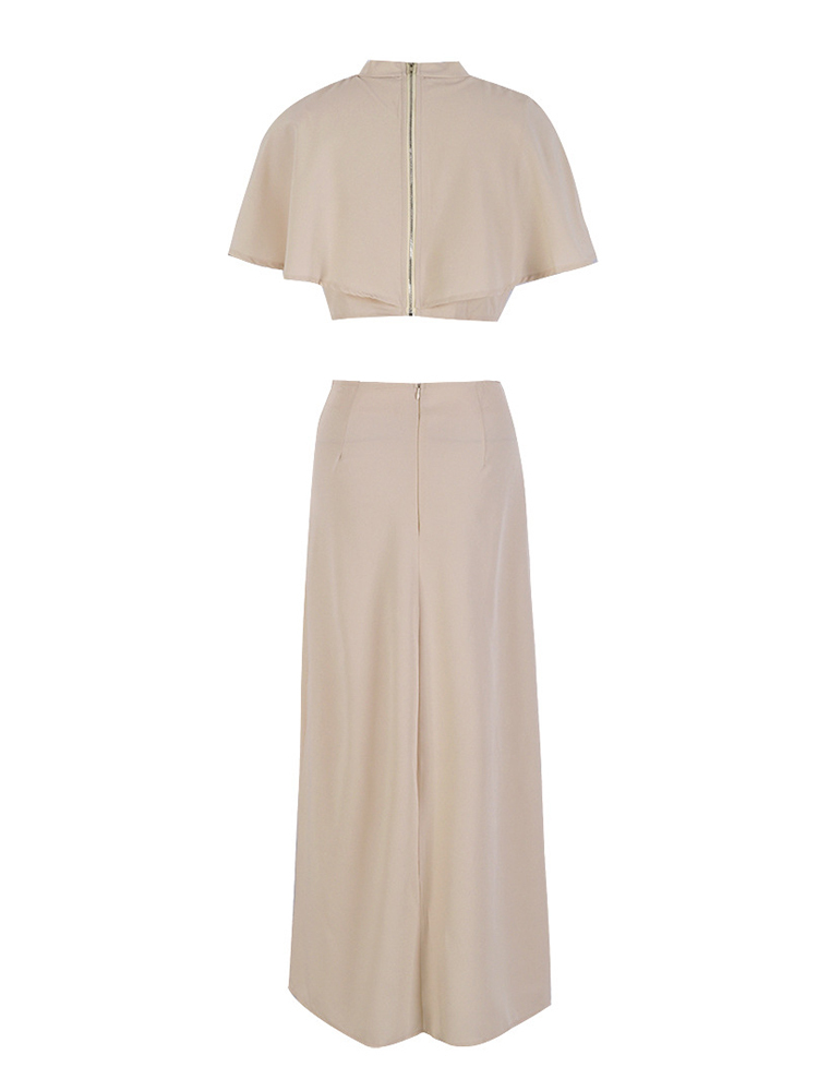 TWOTWINSTYLE Solid Elegant Turtleneck Split Women Chic Two Piece Sets