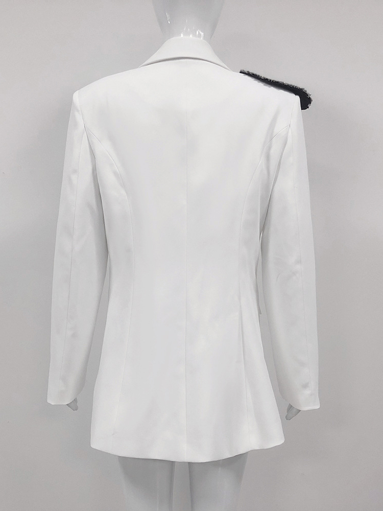 TWOTWINSTYLE Solid Casual Spliced Appliques Women Formal Blazers