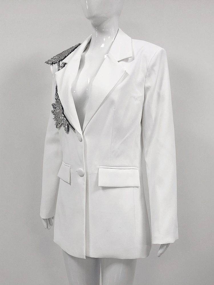 TWOTWINSTYLE Solid Casual Spliced Appliques Women Formal Blazers