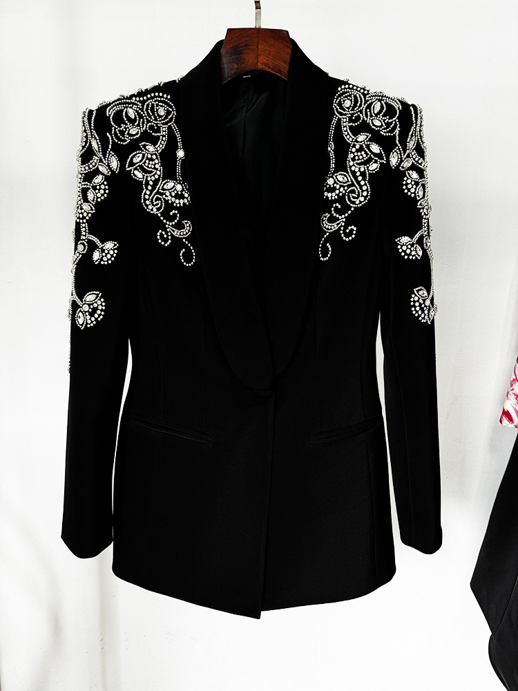 TWOTWINSTYLE Solid Fashion Spliced Diamonds Women Formal Blazers