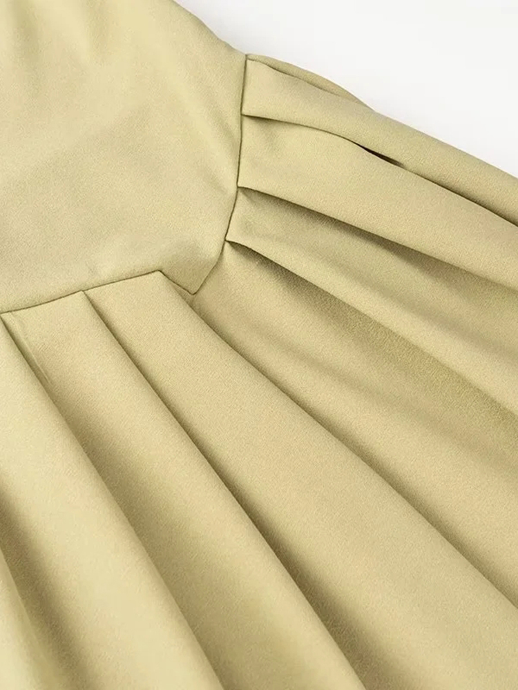 TWOTWINSTYLE Solid Casual Spliced Folds Women Chic Dresses