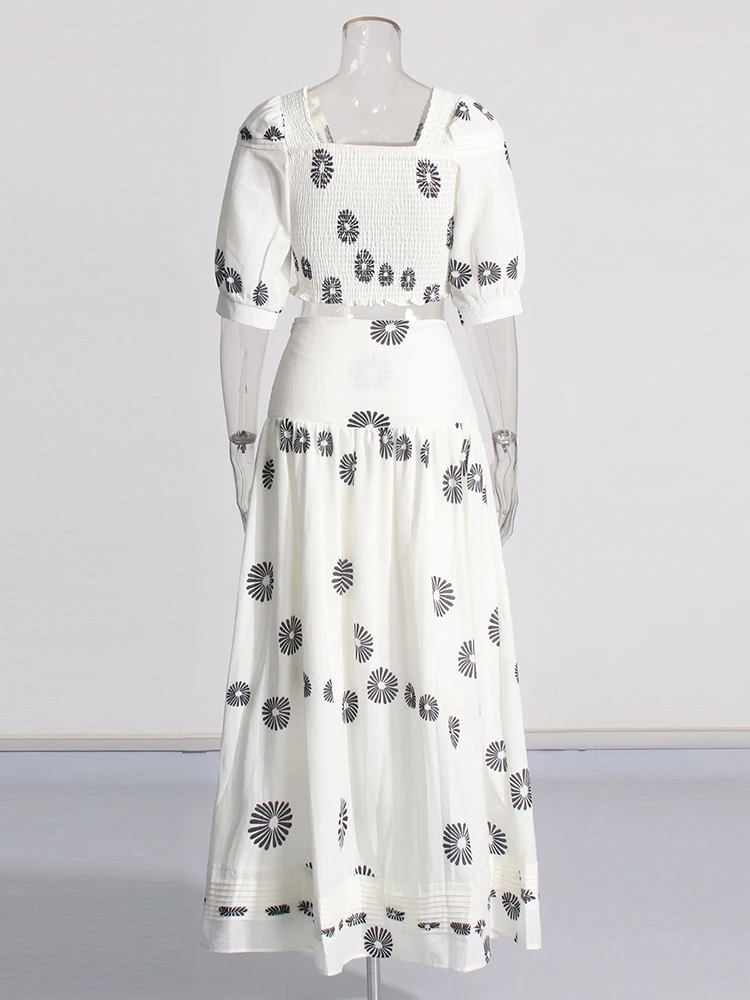 TWOTWINSTYLE Hit Color Printing Women Casual Two Piece Sets