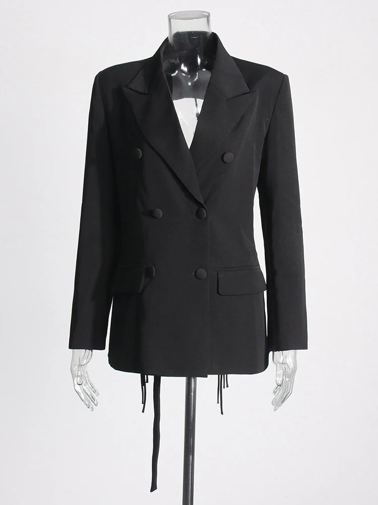 TWOTWINSTYLE Solid Formal Spliced Diamonds Women Backless Blazers