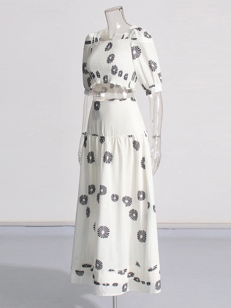 TWOTWINSTYLE Hit Color Printing Women Casual Two Piece Sets