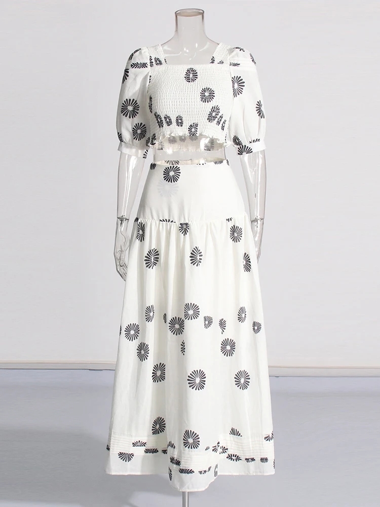 TWOTWINSTYLE Hit Color Printing Women Casual Two Piece Sets