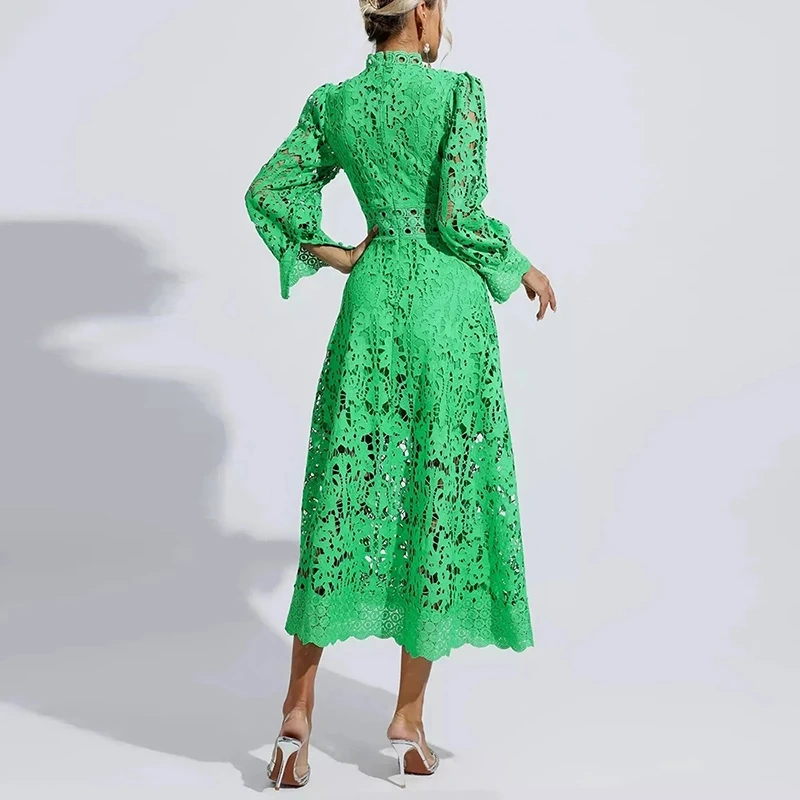 CHICEVER minimalist Elegant Hollow Out Midi Women Dresses