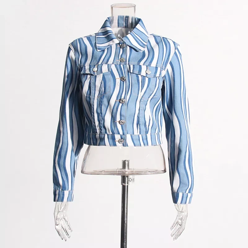 CHICEVER Hit Color Striped Casual Jacket For Women