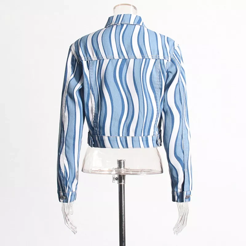 CHICEVER Hit Color Striped Casual Jacket For Women
