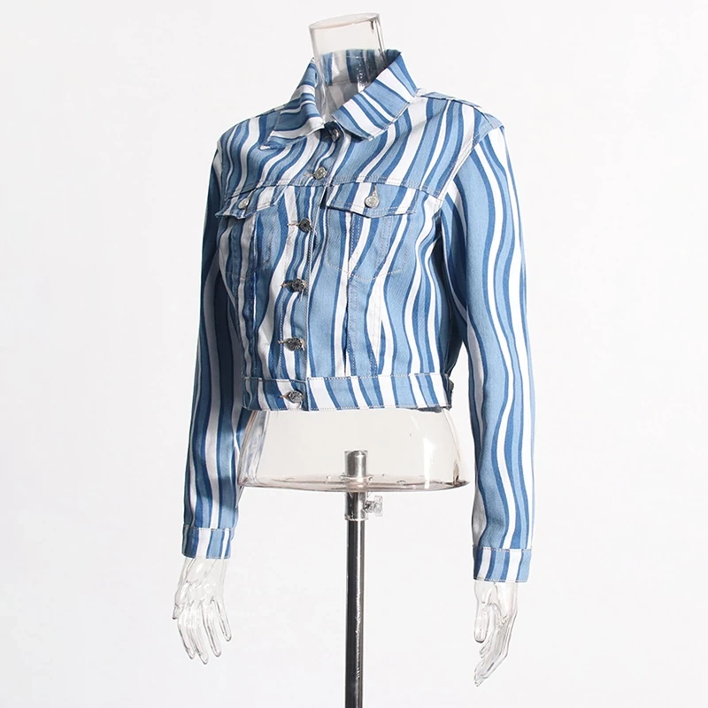 CHICEVER Hit Color Striped Casual Jacket For Women