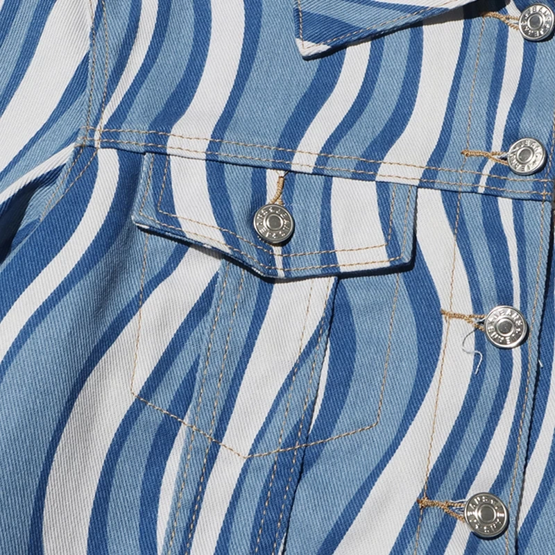 CHICEVER Hit Color Striped Casual Jacket For Women